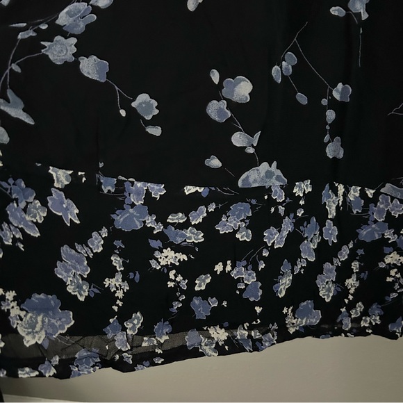 Vintage Ash & Sara Black Blue Floral Midi Dress Size S 90s Sleeveless Flowy - Picture 4 of 8